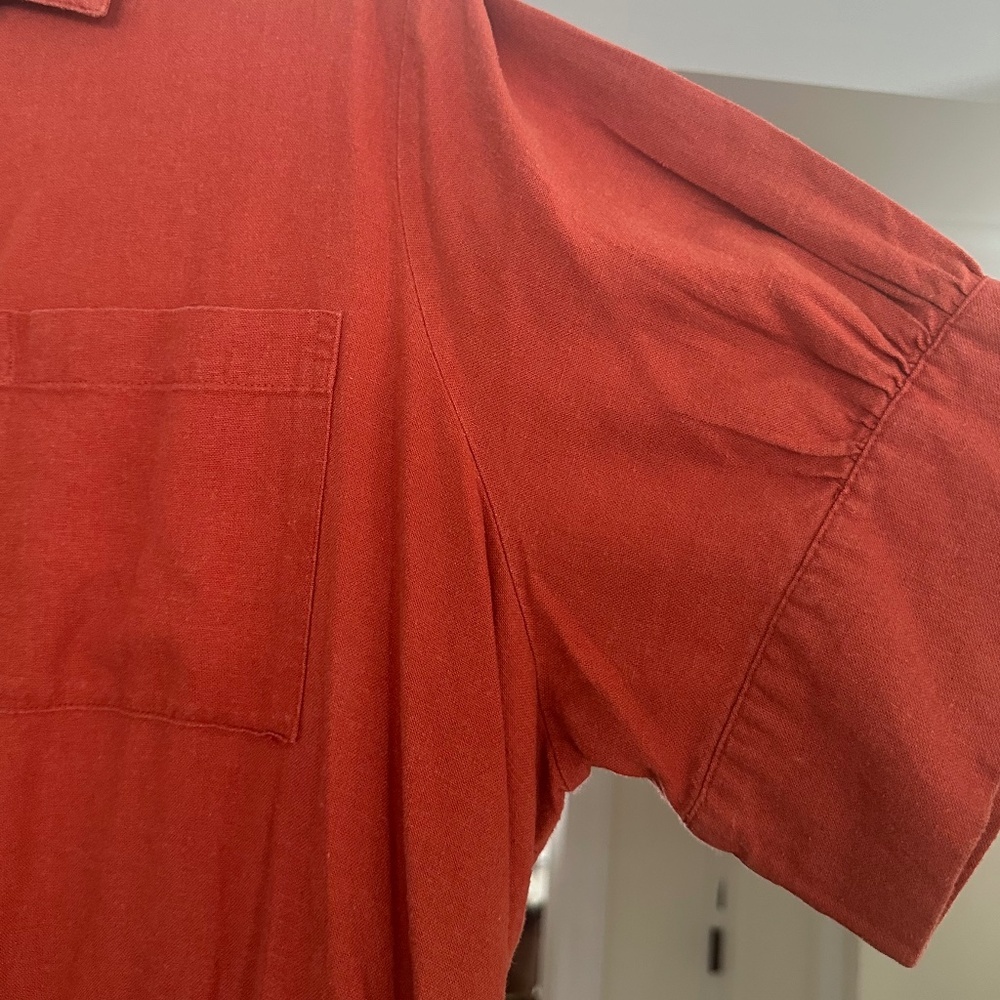 OLD NAVY - Burnt Red Linen Blend Short Sleeved Shirt Dress / Tunic - Picture 6 of 12